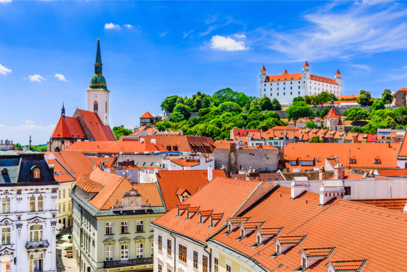 Bratislava, Slovakia. View of the Bratislava castle, St. Martin's Cathedral.