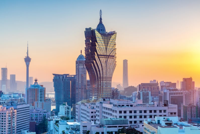 Macau city skyline at sunset