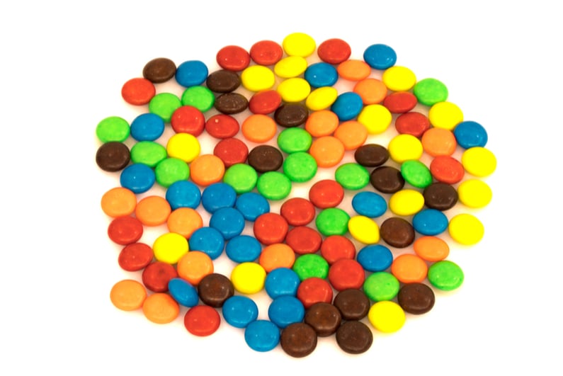 Colorful button-shaped candies