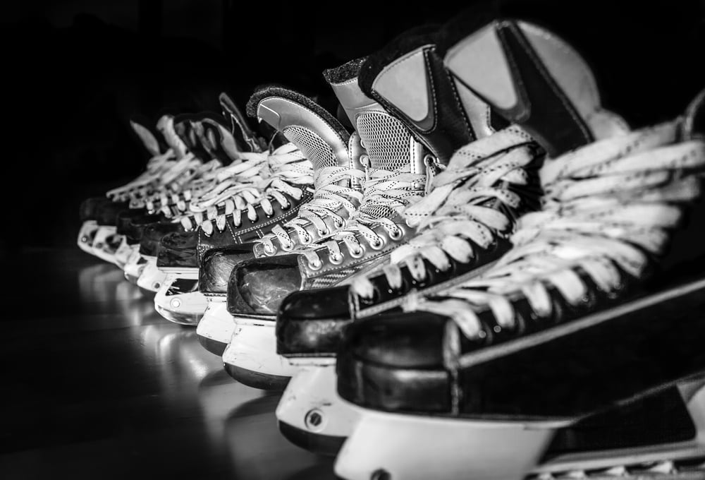 hockey boots lined up