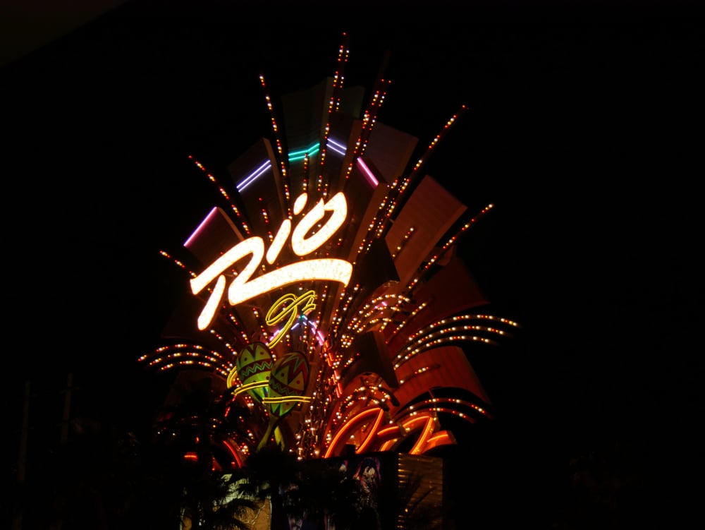 illuminated sign of Rio Hotel and Casino Las Vegas