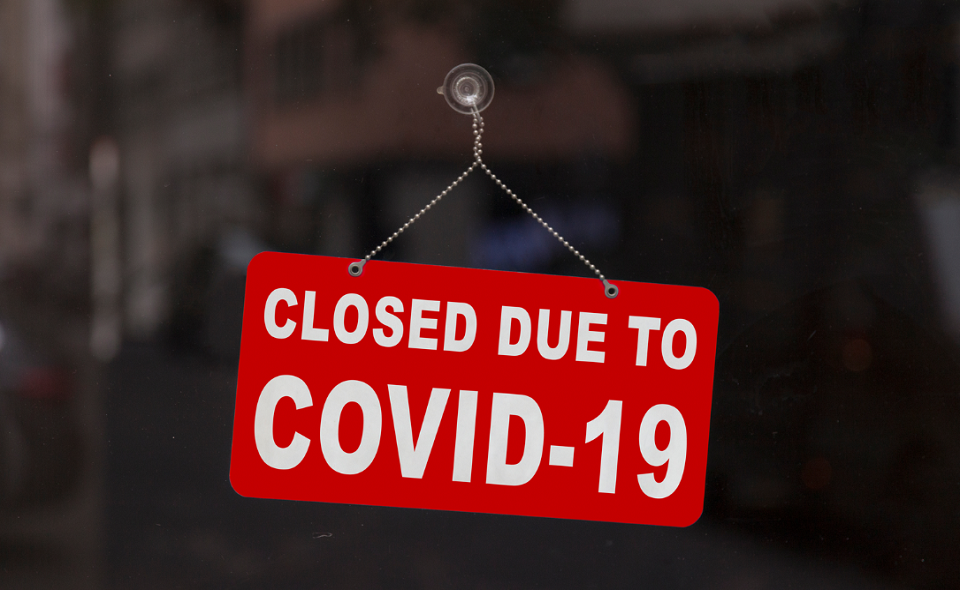 Sign saying "Closed due to Covid-19"