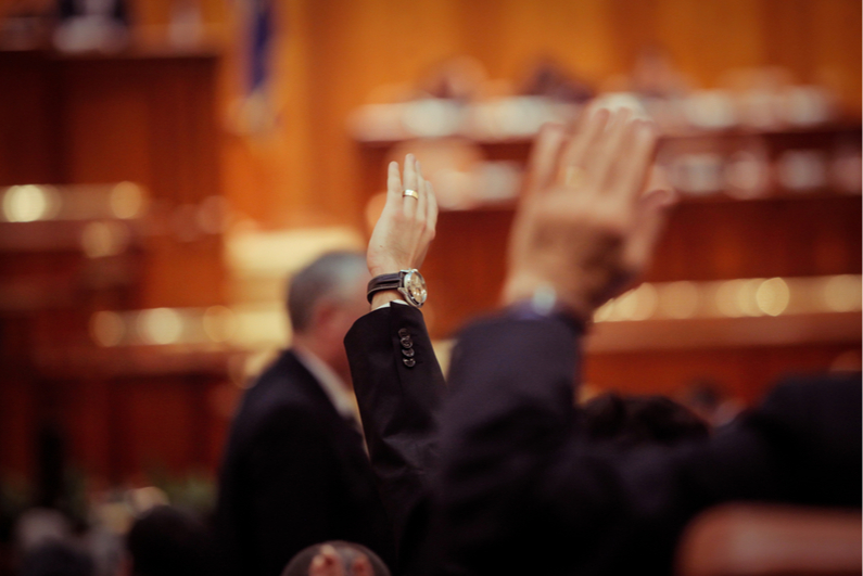 Politicians raising hands