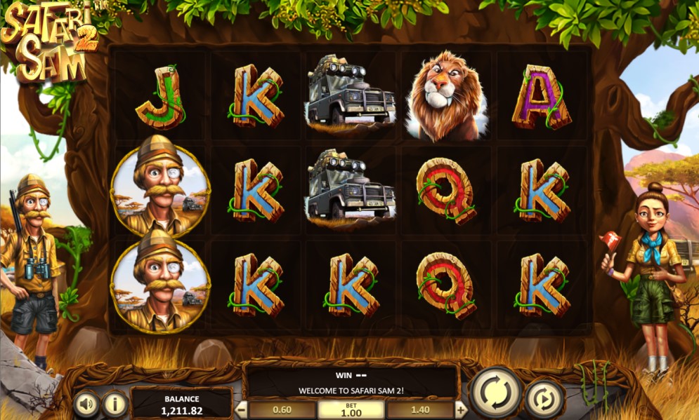 Safari Sam 2 slot reels by BetSoft