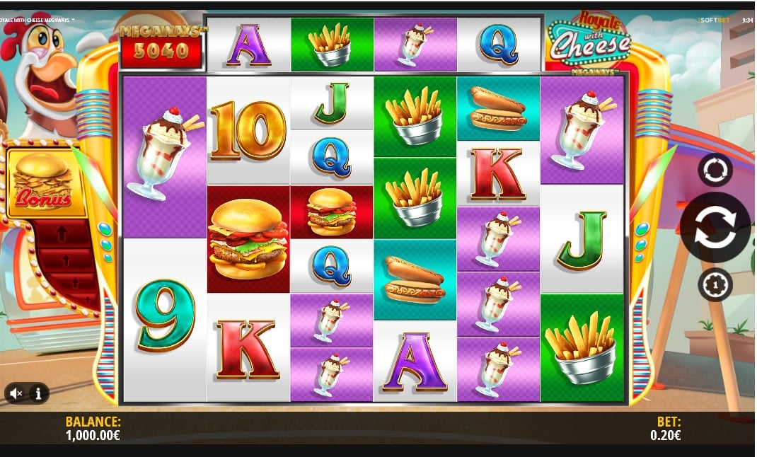 Royale With Cheese Megaways slot reels by iSoftBet