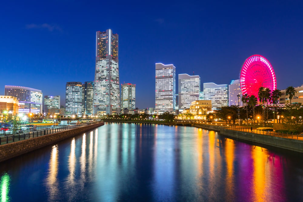 The city of Yokohama at night