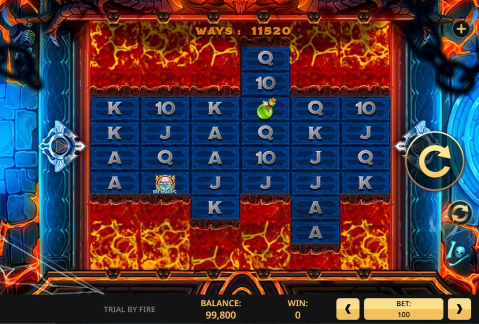 Trial by Fire slot reels by High 5 Games